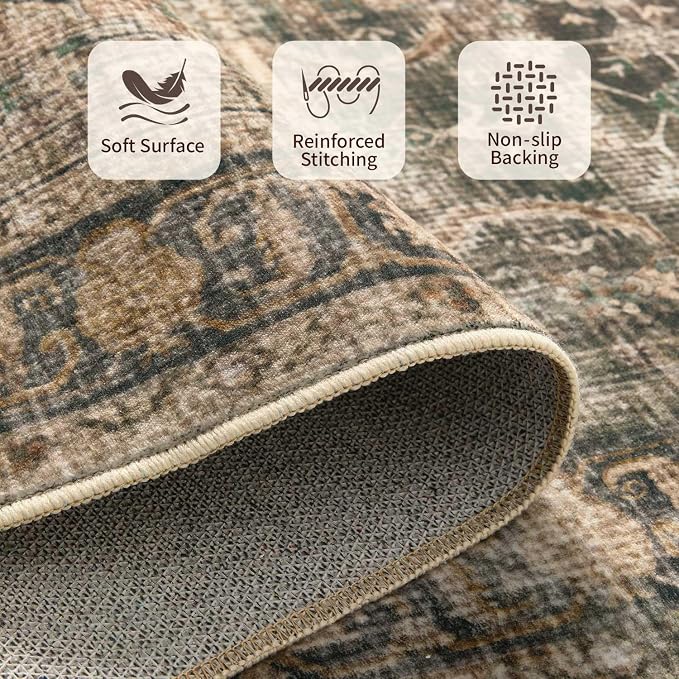 Rugxara Area Rugs for Living Room Bedroom, Washable Rug, Non Slip & Low Pile - Image 4