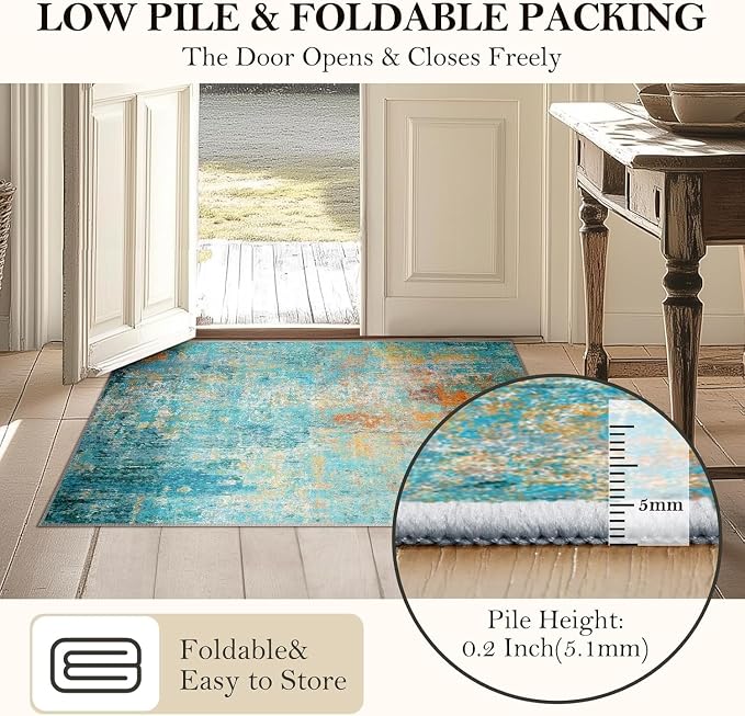 RELEANY Washable Area Rugs 3'x5' Non-Slip Modern Abstract Soft - Image 5