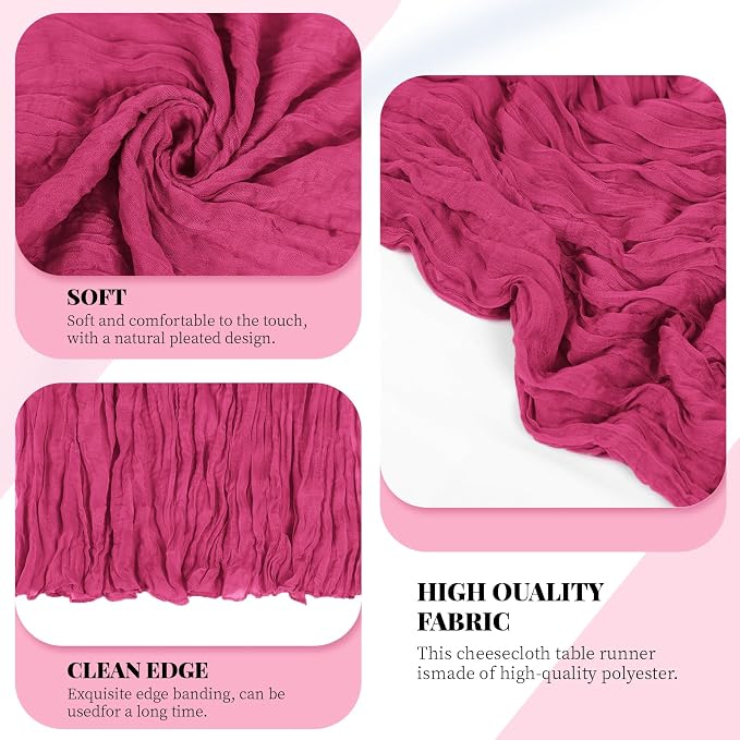 6 Pack Hot Pink Cheesecloth Table Runner, 17 x 108 Inch, Gauze Cheese Cloth - Image 4