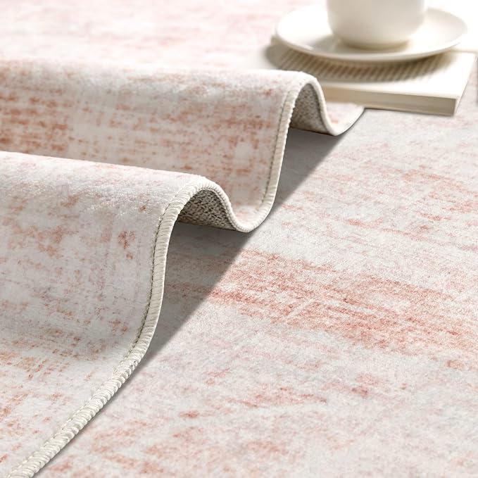 Latte&Fog 6x9 Washable Area Rugs, Vintage Large Pink Rugs - Image 7
