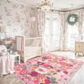 Pink Floral Bedroom Rug 5x7, Non-Slip Washable Area Rug by WelcometoBabovid