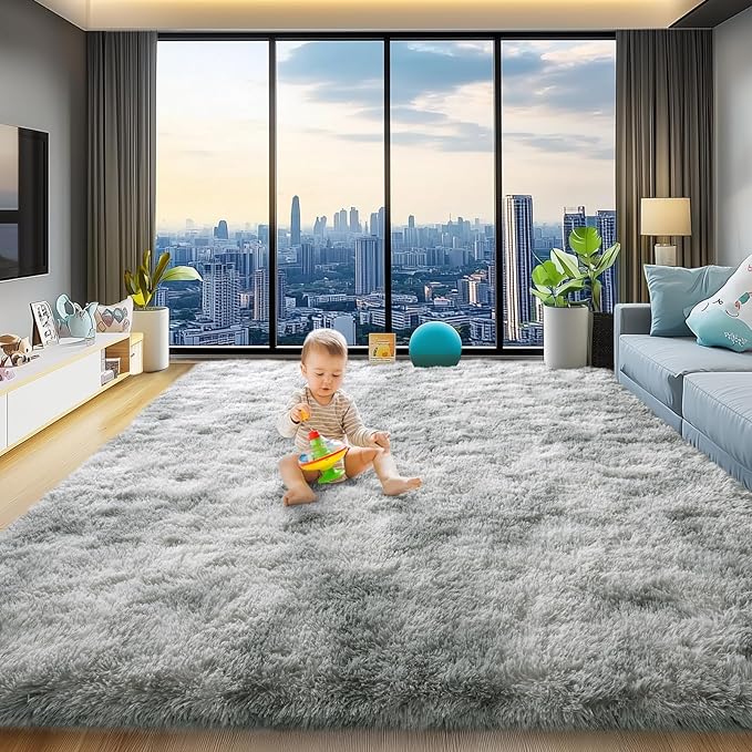 qulint Living Room Rug 8x10, Soft Fluffy Rug by QULINT