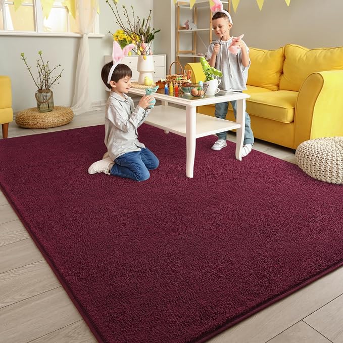 Pettop 5x7 ft Burgundy Red Area Rugs - Image 5
