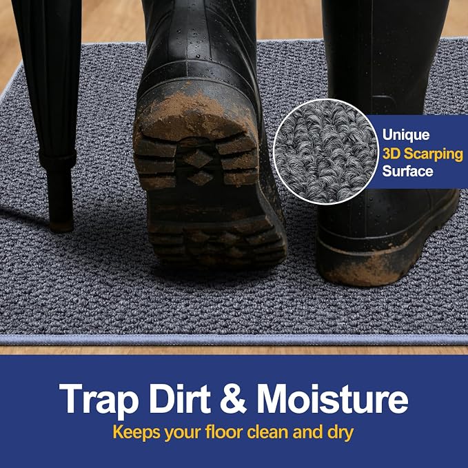 Dirt Trapping Door Mat 36x60, 3D Scarping Surface Doormat - Image 2