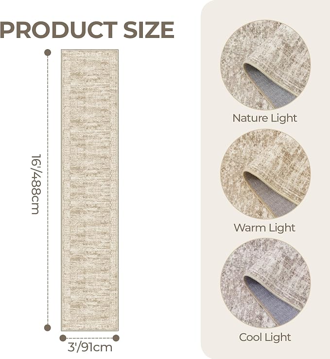 3x16 Washable Runner Rug for Hallway, Non-Slip Long Hallway Runner for Entryway - Image 2