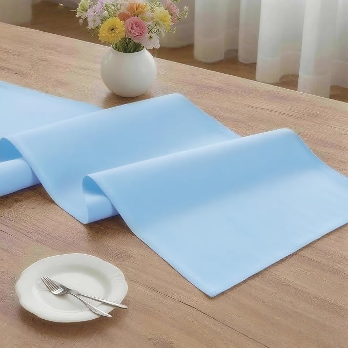 MEANMOY Baby Blue Table Runner 60 Inches Long Waterproof Table Runners | - Image 3