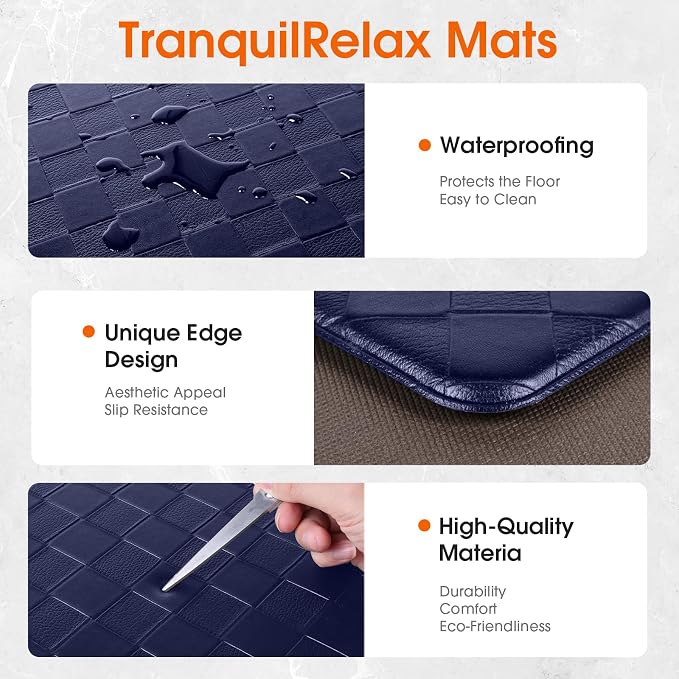 TranquilRelax 2-Piece Anti-Fatigue Kitchen Mats, Cushioned Non-Slip Waterproof - Image 3