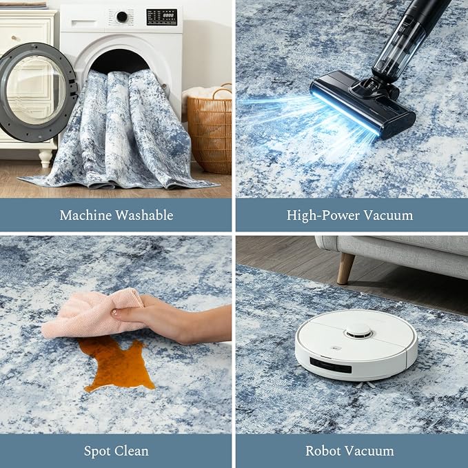Rugflix 5x7 Area Rugs for Living Room, Washable Large Rug Stain-Resistant Low - Image 4