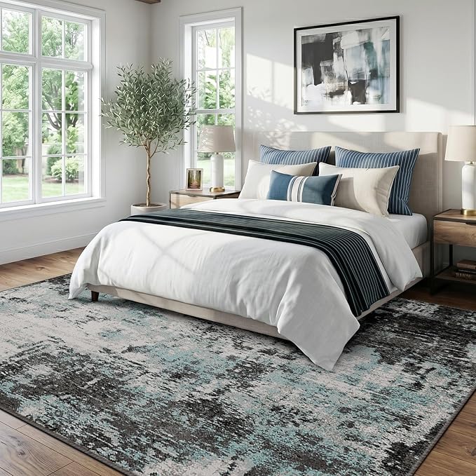 RELEANY Washable Area Rugs 9'x12' Non-Slip Modern Abstract Soft - Image 2