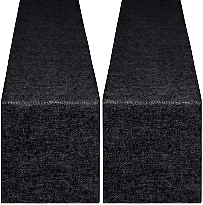 Black Burlap Table Runners 2 Packs 12x84 Inch Rustic Boho Table Runner | by B-COOL