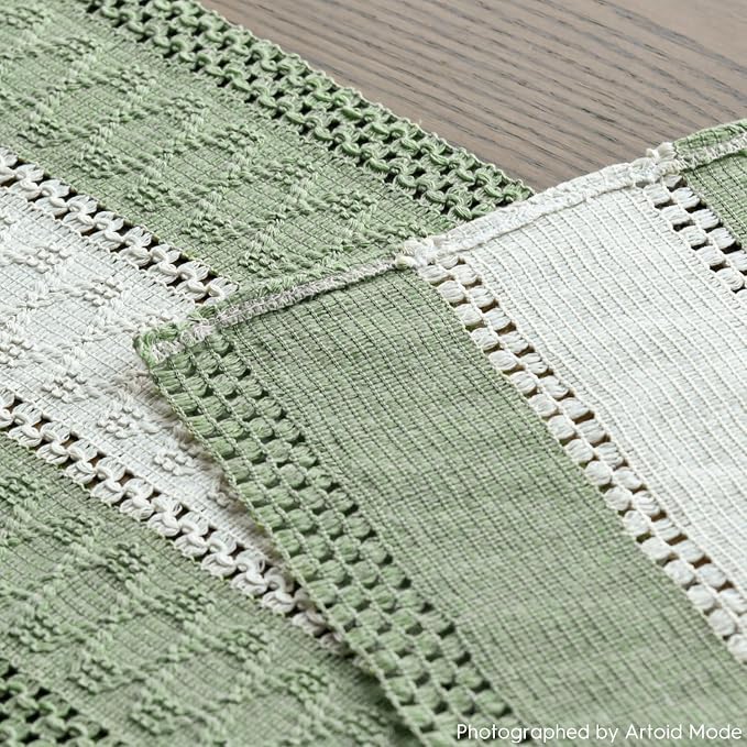 Artoid Mode Light Green Farmhouse Woven Table Runner 12x60 Inch | Seasonal - Image 5