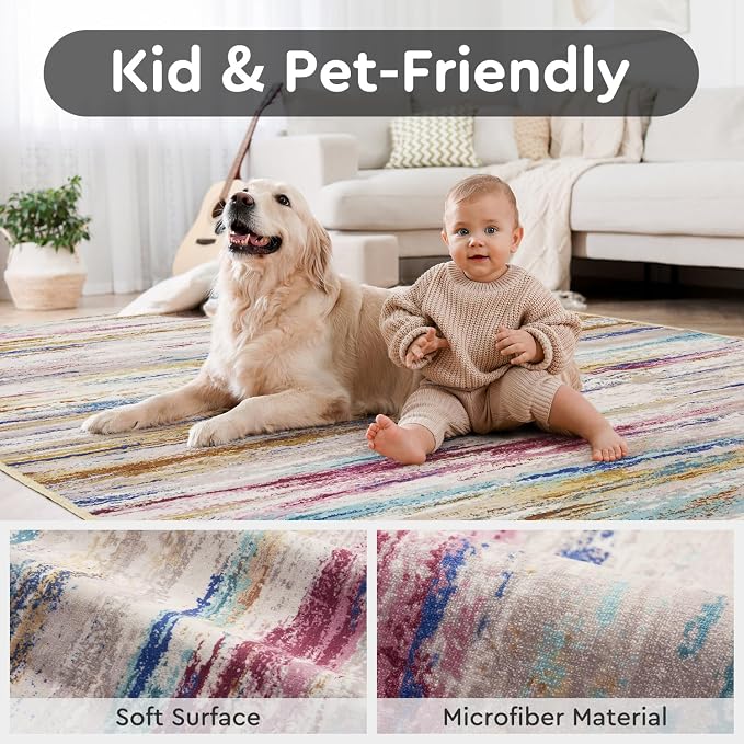 tchdio 6x9 Area Rugs for Living Room, Colorful Modern Abstract Area Rug - Image 4