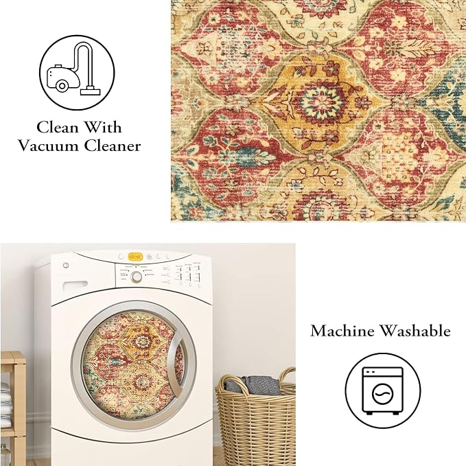 Lahome Moroccan Trellis Washable Round Area Rug, Soft Round Rugs 6ft Ultra-Thin - Image 4
