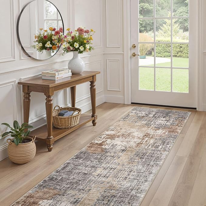 DMOYEST Washable Runner Rug for Hallway: 2.6x10 Neutral Modern Abstract Low - Image 8