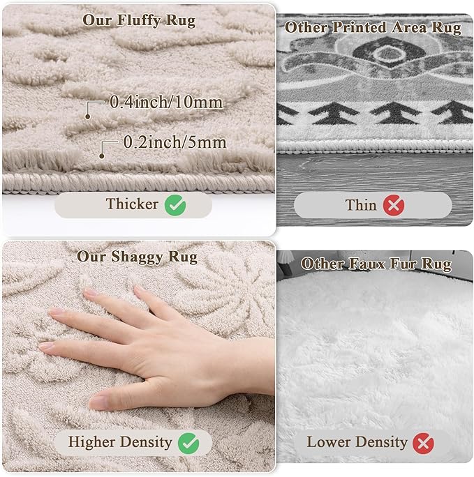 Vaukki 9x12 Area Rug for Living Room, Soft Fluffy Washable Modern Floral Indoor - Image 5