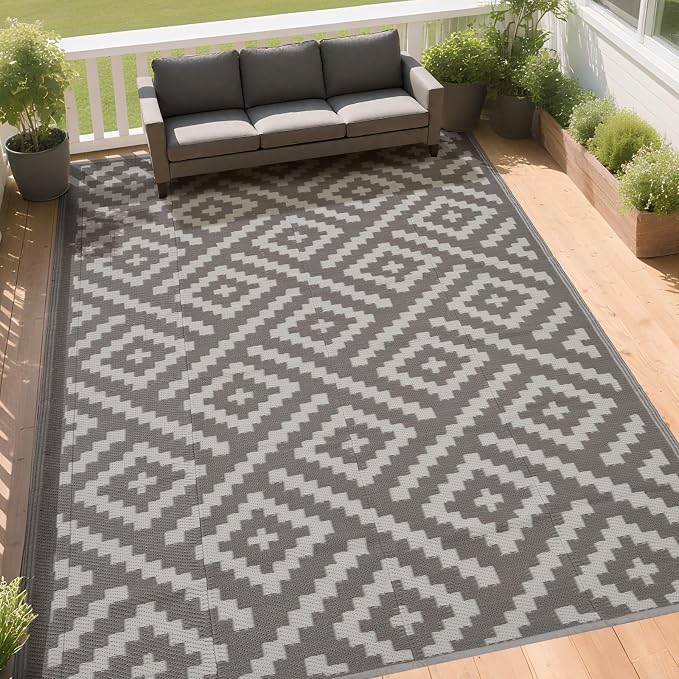RURALITY Outdoor Rugs 6x9 Feet for Patios Clearance, Plastic Straw Waterproof - Image 3