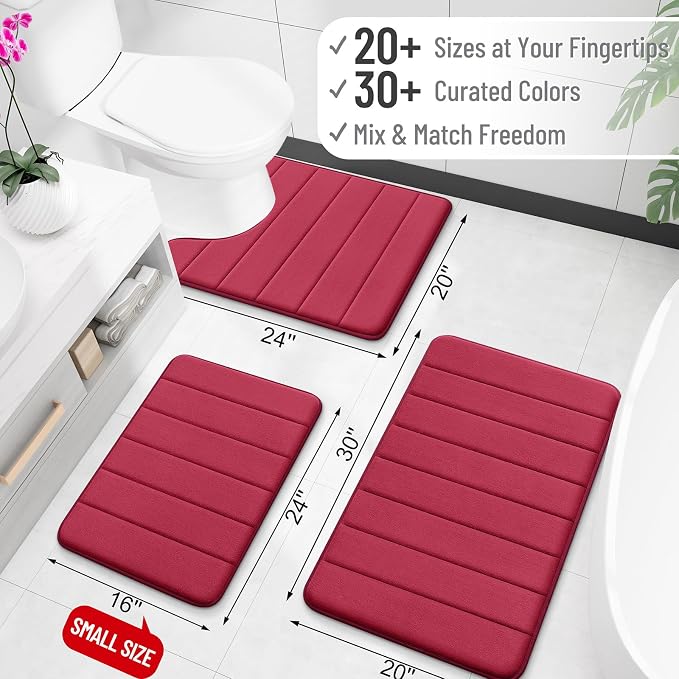 OLANLY Memory Foam Bath Mat 44x24, Super Soft Absorbent Bathroom Rugs, Quick Dry - Image 2
