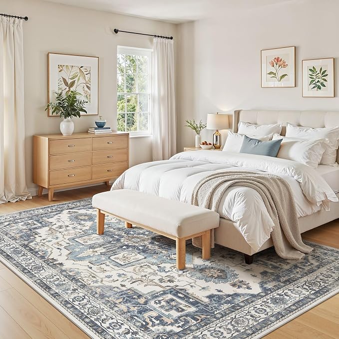 10x14 Area Rugs for Living Room, Washable Non Slip Vintage Distressed Stain - Image 5