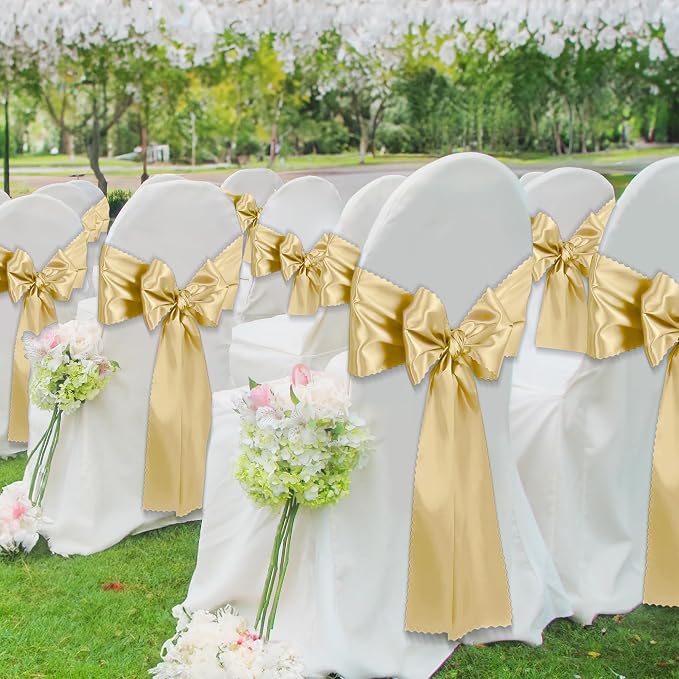 VACVELT Gold Satin Table Runners, 12x72 Inch, 6 Pack, Scalloped Edge | Silky - Image 4