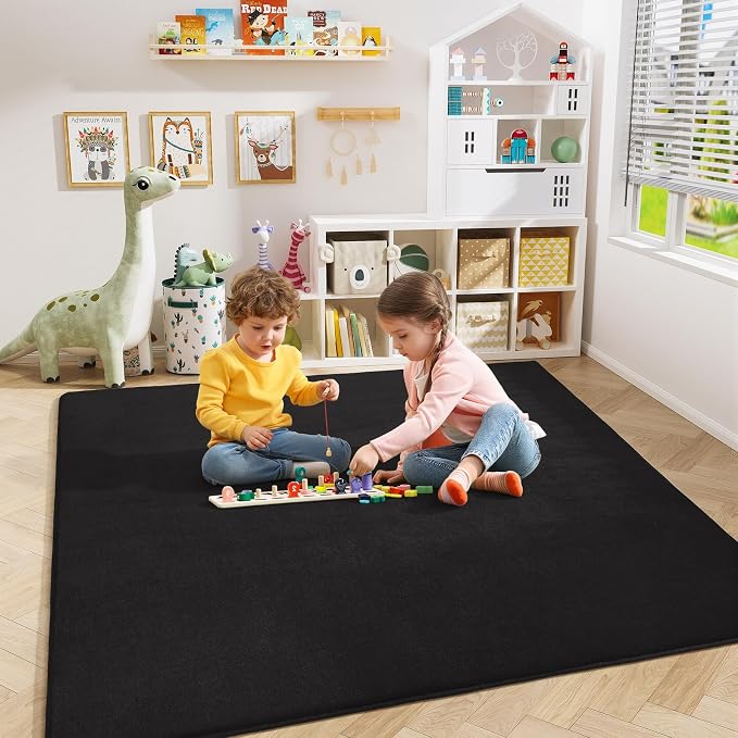 Amearea 5x5 Square Area Rugs for Bedroom Living Room, Modern Black Thickened - Image 4