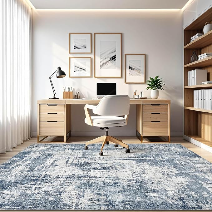 7x9 Area Rug Living Room: Washable Large Abstract Modern Soft Rug Stain - Image 8