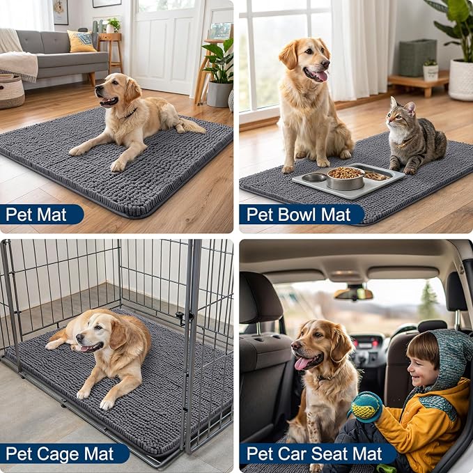 Smiry Dog Door Mat for Muddy Paws 59x35, Absorbent Dirt Trapper, Non-Slip - Image 6