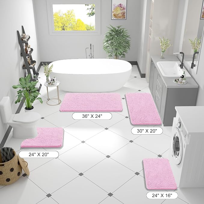 OLANLY Bathroom Runner Rugs 59x20, Extra Soft Absorbent Chenille Bath Rugs - Image 2