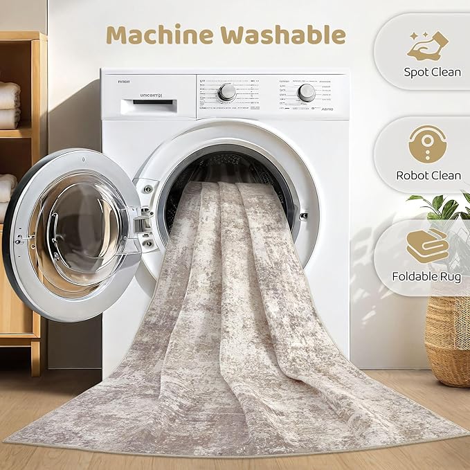 Runner Rug Kitchen Washable Rugs: 3x10 Non-Slip Abstract Soft Modern Stain - Image 2