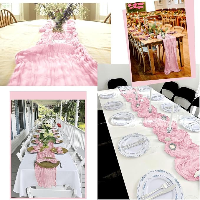 15 Pack Pink Table Runner 17 x 108inch Cheesecloth Table Runner Boho Gauze - Image 7