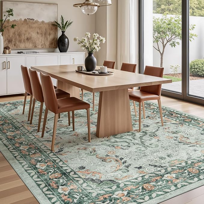 Lofus 9x12 Area Rug for Living Room, Sage Green Washable Area Rugs - Image 3