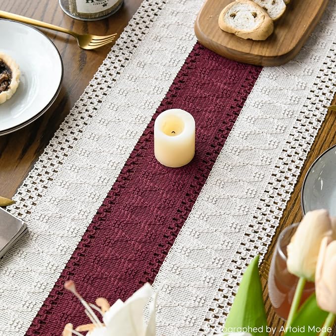 Artoid Mode Red Farmhouse Rustic Christmas Table Runner 12x120 Inch | Seasonal - Image 4