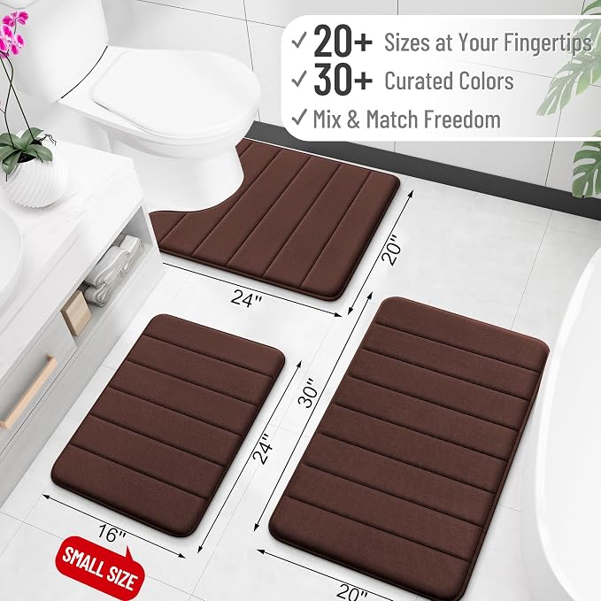 OLANLY Memory Foam Bath Mat 44x24, Super Soft Absorbent Bathroom Rugs, Quick Dry - Image 2