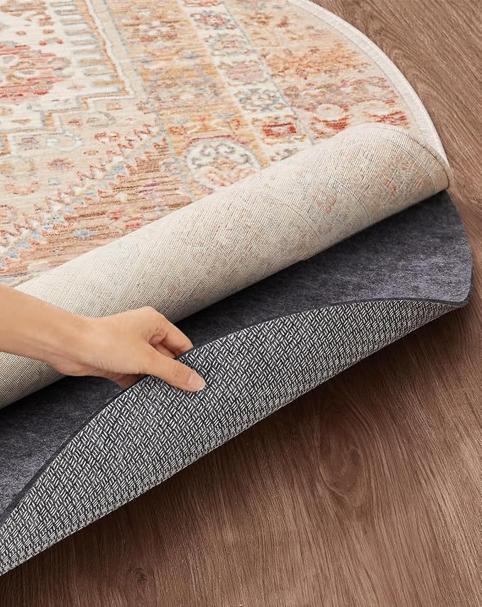Veken 5 Ft Round Non Slip Cushioned Rug Pad Gripper, Felt and Silicone Backing by Veken