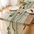 Sage Green Cheesecloth Table Runner 120 Inches by KEKETOARRANGE