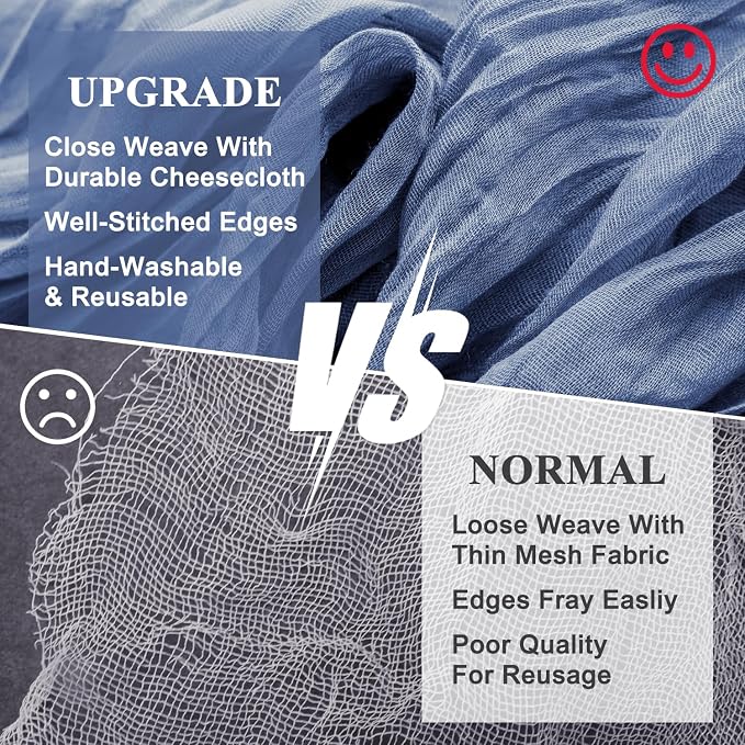Cheesecloth Table Runner Blue 10FT Boho Gauze Runner, 3 Pack | 120 Inch Cheese - Image 4