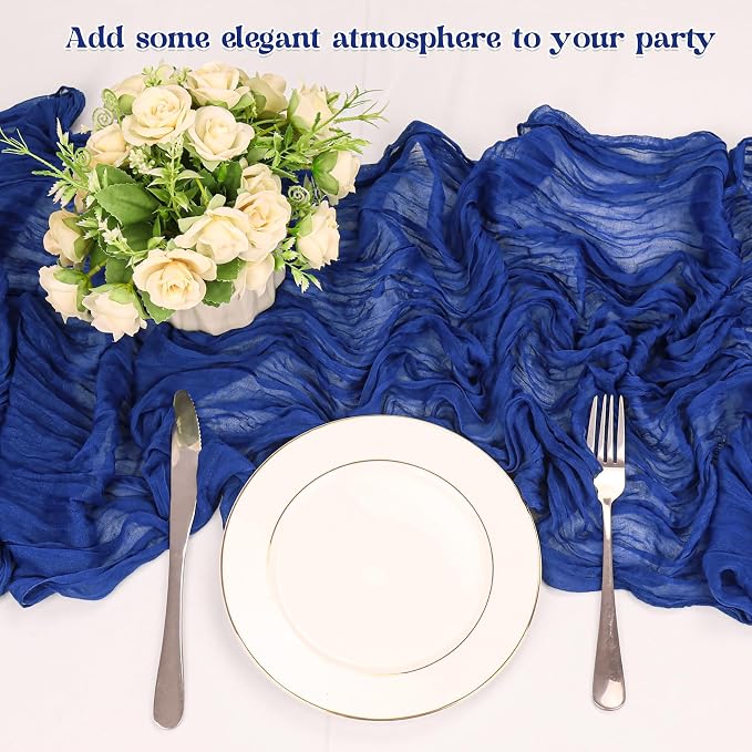 10 Pack Royal Blue Cheesecloth Table Runner 6FT Boho Gauze Fabric Table Runner - Image 5