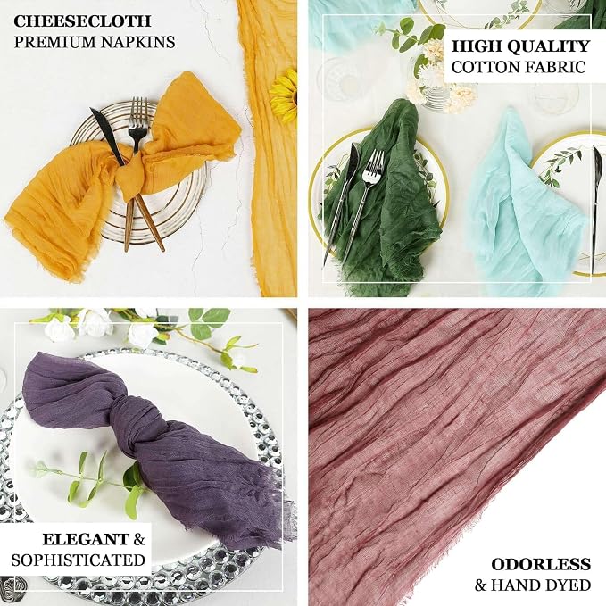 Efavormart 5 Pack 24"x19" Mauve Matte Gauze Cheesecloth Napkins, Vintage Cotton - Image 3