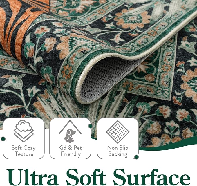 Moynesa Tiger 3x5 Washable Rug, Boho Area Rugs - Image 3