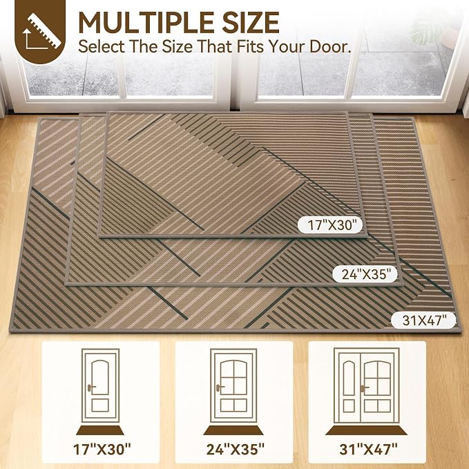 Front Door Mat 17''x30'', Non Slip Absorbent Dirt Resist Washable Low-Profile - Image 8