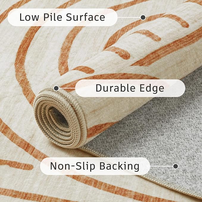 DCX Abstract Machine Washable 5x7 Rug, Soft Low Pile Non Slip Carpet, Kid & Pet - Image 8