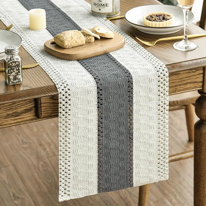 Artoid Mode Dark Grey Farmhouse Rustic Table Runner 12x120 Inch | Seasonal by ArtoidMode