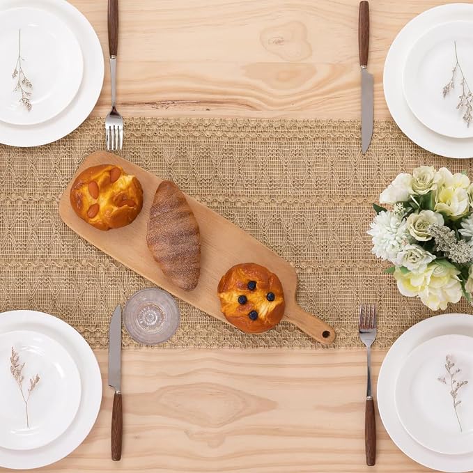 Burlap Boho Table Runner for Summer Home Decor 90 Inches Long, Easter Rustic - Image 6