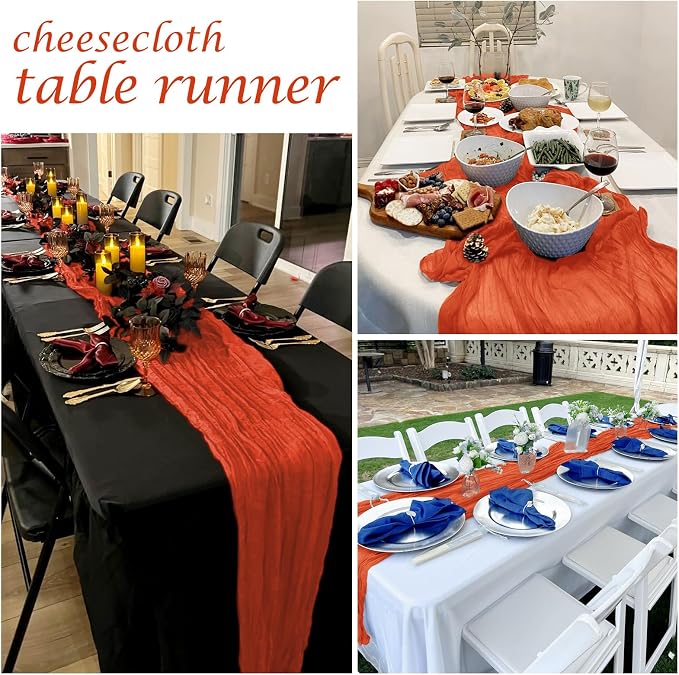 12 Pack Orange Cheesecloth Table Runner 17 x 108 Inch Gauze TableRunner Fabric - Image 7