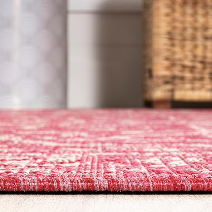 JONATHAN Y Boho Medallion Indoor Outdoor Area Rug 8X10 Fuchsia/Light Gray - Image 7