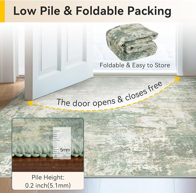 RELEANY Washable Area Rugs 2'x3' Non-Slip Modern Abstract Soft - Image 5