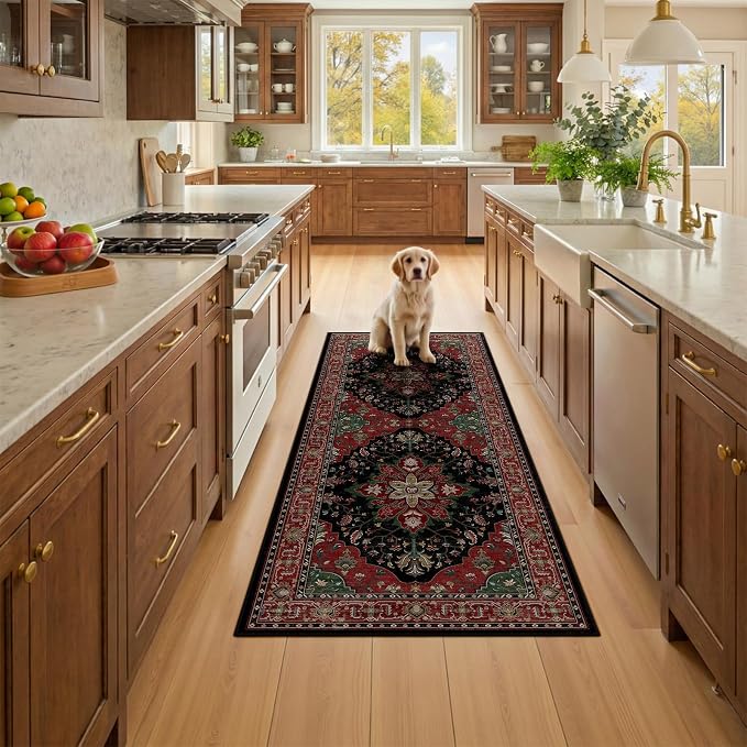 RELEANY Area Rugs Runner 2'x5' Washable Non-Slip, Floral Vintage Distress - Image 2