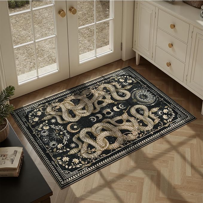 DCX Washable 3x5 Snake Rug, Soft Low Pile Carpet, Kid & Pet Friendly by DCXWashableRug