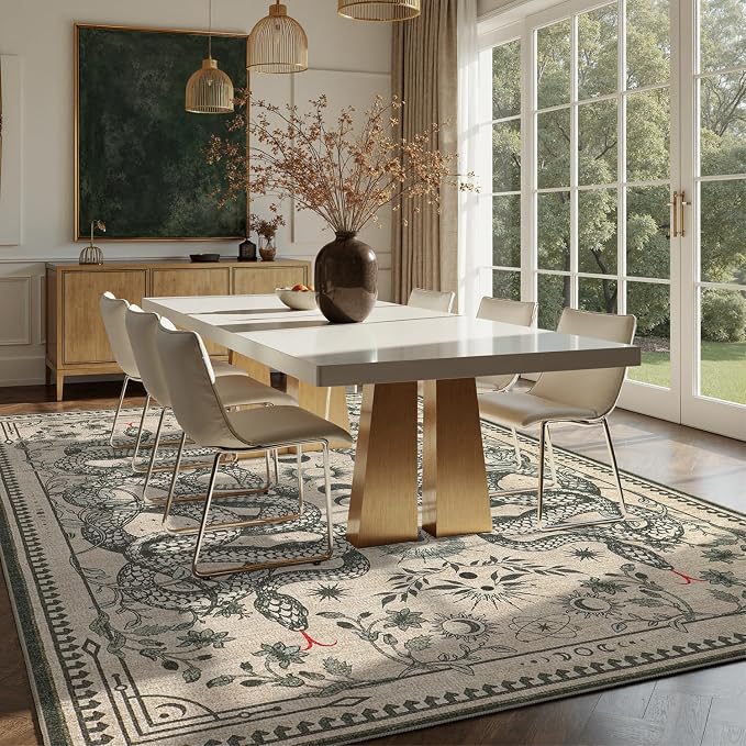 DCX Washable 4x6 Snake Rug, Soft Low Pile Carpet, Kid & Pet Friendly - Image 3