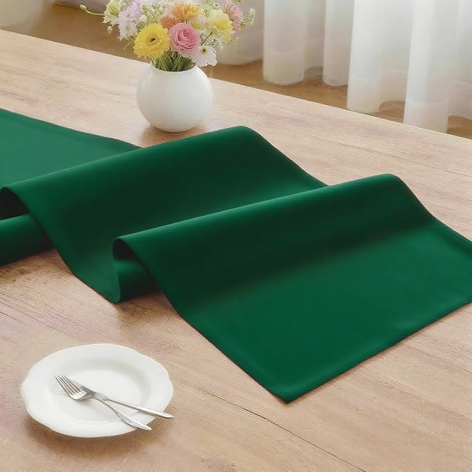 MEANMOY Green Table Runner 48 Inches Long Waterproof Washable Table Runners | - Image 3
