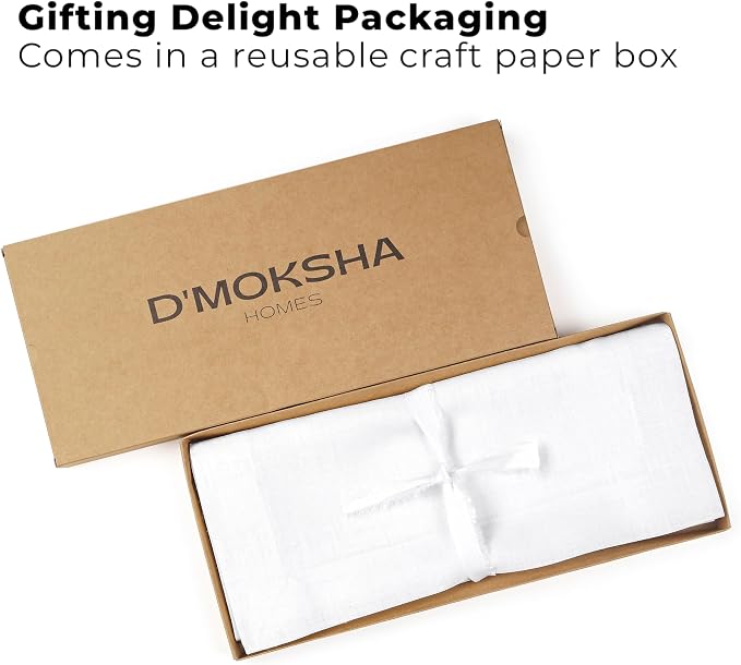 Classic Linen™ by D'Moksha White Table Runner 120 Inches Long, 100% Pure Linen - Image 4